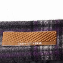 ナノユニバース nano universe チェック柄 フレアスカート ひざ丈 ティアード ウール混 64-89 グレー 灰 /FT49 レディース_画像3