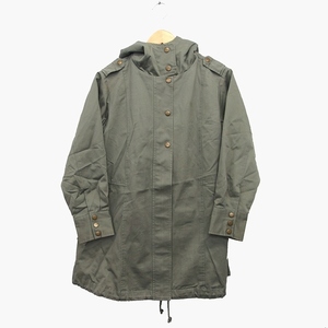  Abahouse ABAHOUSE Mod's Coat Denim A line midi height hood reverse side bo attack cotton . green green /HT25 lady's 