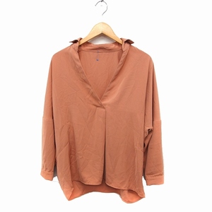  azur bai Moussy AZUL by moussy Skipper shirt blouse pulling out collar long sleeve plain simple M orange /FT15 lady's 