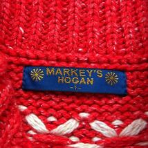 マーキーズホーガン MARKEY'S HOGAN ニット ベスト 衿 総柄 切替リブ クラウンボタン 1 レッド 赤 /HT24 レディース_画像3