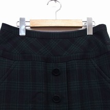 シップス SHIPS 台形 スカート 膝丈 チェック 柄 飾りボタン ウール 毛 L グリーン 緑 /HT21 レディース_画像5
