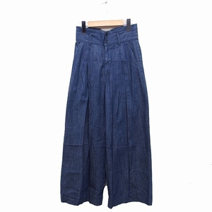  Mercury Duo MERCURYDUO tuck wide pants full length soft Denim F navy navy blue /FT10 lady's 