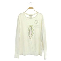 レミレリーフ REMI RELIEF プリントカットソー Tシャツ ロンT クルーネック ダメージ加工 長袖 M アイボリー /HS ■OS レディース_画像1