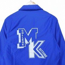 メゾンキツネ MAISON KITSUNE PADDED BERTIL WINDBREAKER コーチジャケット 中綿 バックプリント ロゴ XXS 青 ブルー アウター メンズ_画像3