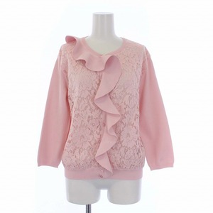 ヴァレンティノ ヴァレンチノ VALENTINO ruffle lace cardigan ラッフルレースカーディガン 長袖 フリル L ピンク /KH レディース