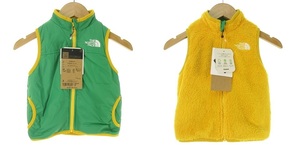 未使用品 ザノースフェイス THE NORTH FACE NYJ82245 Reversible Cozy Vest リバーシブル コージーベスト フリース 90cm 黄 緑