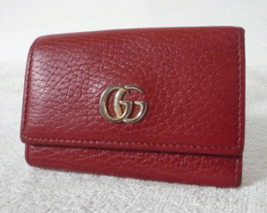 グッチ　GUCCI　プチマーモント　レザー　６連　キーケース　レッド　赤　GG金具ロゴ