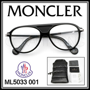 ★新品本物！MONCLER ML5033 001 ブラック モンクレール ティアドロップ ワイドブリッジ 高級メガネフレーム 眼鏡 黒縁メガネ LEON 054