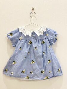 ブラウス　トップス　刺繍　花　襟付き　女の子　レース　保育園　幼稚園　通園着 ボンポワン ワンピース