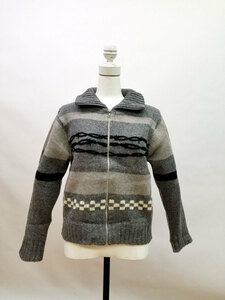 CAVERN/KNIT ZIPカーディガン/sizeM-Free/Col.Gray×LT.gray/