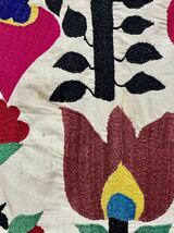 ウズベキスタン スザニ 刺繍 ビンテージ suzani 古布 壁掛け タペストリー _画像6