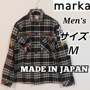 【marka】マーカ/ジョン・レノン/ベビーフランネルシャツ/BLK/メンズＭ　厚手　チェック