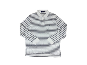 古着 b531 XXLサイズ ソフトタッチ コットン ボーダー柄 長袖 ポロシャツ polo ralph lauren ポロ ラルフ ローレン 