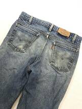 古着 1514 W34 デニム パンツ ビンテージ 80 70 60 USA vintage リーバイス Levi's ジーンズ 517 オレンジ ダメージ ヒゲ 濃紺_画像7