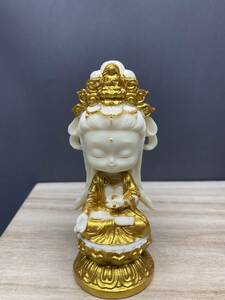 特上彫 仏師彫り 仏像 観音菩薩 Q版 切金 精密彫刻 仏教工芸品 金運 財運 鎮宅辟邪 飾り置物 