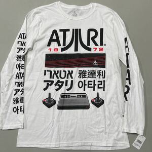 ATARI アタリ ロングスリーブ プリント ロゴ クルーネック ロンT Tシャツ 長袖 白 ホワイト 未使用 Mサイズ メンズ