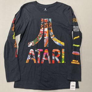 ATARI アタリ ロングスリーブ プリント ロゴ クルーネック ロンT Tシャツ 長袖 ブラック 黒 未使用 Sサイズ メンズ