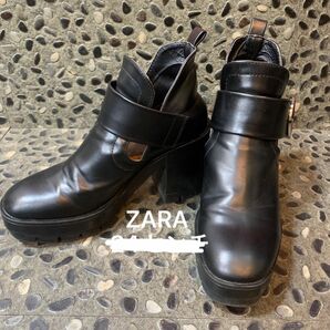 ZARA トラックソール　太ヒール　厚底　ブーツ　ブラック