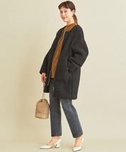 美品 BEAUTY&YOUTH UNITED ARROWS ビューティー＆ユース ユナイテッドアローズ ボア ジップ ノーカラー コート 1625-699-4501 M黒 122N_画像8