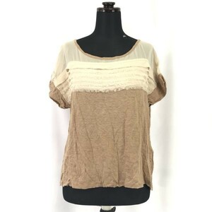 Rouge vif★半袖カットソー/麻/リネン【Womens size -M程度/beige/ベージュ】Tops/Shirts/アバハウス◆BH197