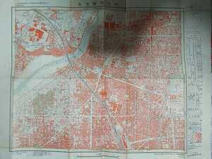 1958 Fix Movement [1/10000 топография карта Нагоя Северо -Западная часть (повреждение и грязь)] бывшее название города/заброшенная станция Meitetsu Seto Line станция Horikawa/Nagoya Tram