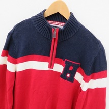 #anc トミーヒルフィガー TommyHilfiger ニット セーター XL ロゴ ハーフジップアップ メンズ [791769]_画像3