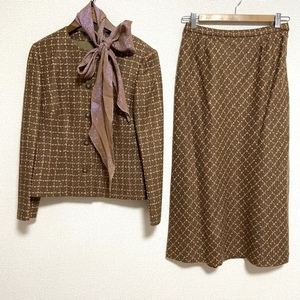 #wnc Yukiko Hanai YUKIKOHANAI skirt suit setup two piece 10 tea lame stole attaching . lady's [791654]