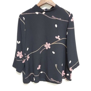 #apc シセンドウ 詩仙堂 カットソー 黒 ちりめん 桜 花柄 七分袖 レディース [784199]