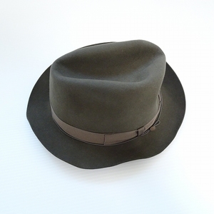 #anzh ボルサリーノ Borsalino 帽子 カーキ リボン フェルト イタリア製 レディース [773739]