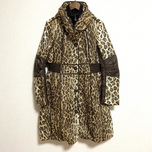 #wncita rear Italiya LaModa GOJIla*mo-da*goji coat 11 beige tea leopard print cotton inside piling put on manner Zip up lady's [794702]