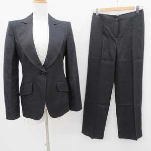 #snc Armani koretsio-niARMANICOLLEZIONI pants suit 38 black series flax Italy made lady's [790034]