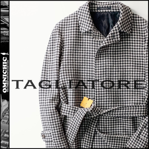 最高級PINO LERARIO■新品【TAGLIATORE】EXCLUSIVE GARMENT/タリアトーレカシミヤ混ウールハウンドトゥ―スベルテッドバルカラーコート48