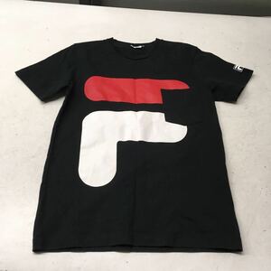  free shipping *FILA filler * short sleeves T-shirt tops * men's S size * black #50124sj124