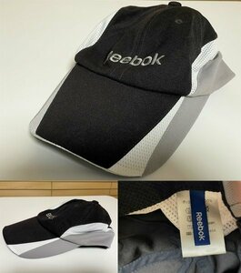 【激安1点のみ】Reebok リーボック ポリエステル100％ 帽子 メッシュ 切り替え キャップ 帽子 ブラック グレー系 フリーサイズ USED