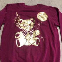 80s90s VINTAGE LADIES GOLD BEAR PRINT TEE ビンテージ レディース クマ柄 プリント スウェット USA 古着 美品 即決_画像2