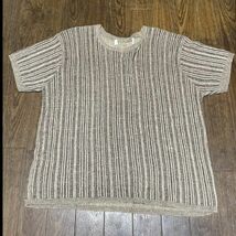 80s 90s VINTAGE LADIES S/S KNIT STRIPE ビンテージ レディース 半袖 ニット USA 古着 アメリカ ストライプ M 美品_画像1