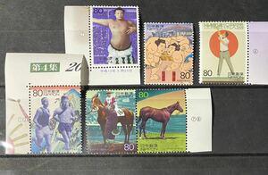  sport stamp * large sumo width .. leaf mountain * both country country . pavilion ..* radio gymnastics * box root station ....* Japan Dubey eyes black horse racing place Kabuto yama number wakataka number unused 6 kind 