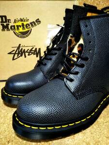 【Dr.MARTENS×STUSSY】ドクターマーチン×ステューシー 1460 8ホールブーツ UK7 (26cm ) ブラック×レオパード 限定コラボ【新品未使用】