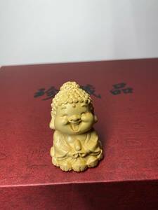 極上品 笑って仏 弥勒仏 布袋様 置物 風水 開運 仏教工芸品 天然の木 貴重 木彫仏像