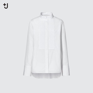 【新品・M/Ｌ・ホワイト】ユニクロ×ジル・サンダー ＋Ｊ スーピマコットンタックシャツ（長袖）希少な上質コットン100％ 繊細なピンタック