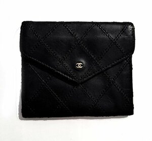 シャネル ビコローレ コインケース ココマーク 小銭入れ ブラック 黒 レディース メンズ レザー CHANEL 【中古】