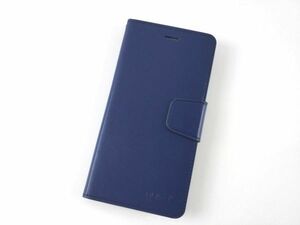 Huawei P10 Plus用 横開き手帳型ケース PUレザー カバー ネイビー