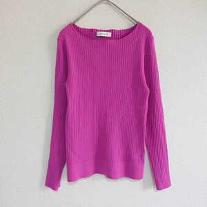LaTOTALITE La Totalite rib knitted pink purple system boat neck Bay cruise lady's tops [Y039]