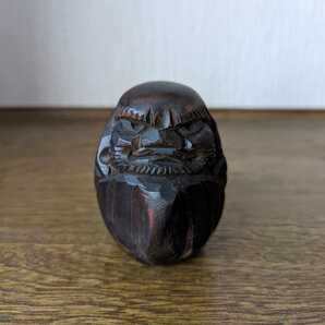 彫刻 木製 こけし ダルマ 達磨 だるま 黒 土産 昭和 レトロの画像1