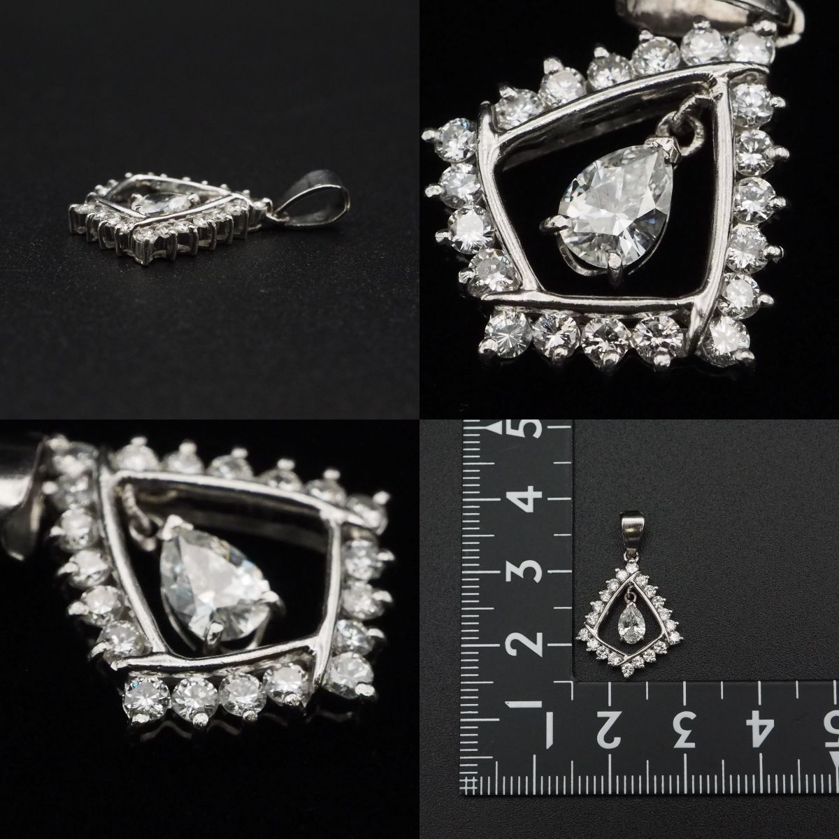 取寄品 pt900・ダイヤモンド4石・ペンダントトップ・0.902ct・刻印有り