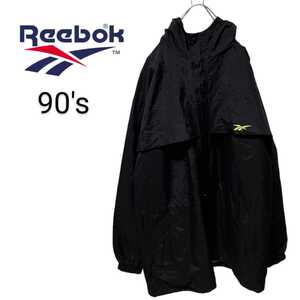 【Reebok】90's フード付 ロゴ刺繍ナイロンジャケット A-257