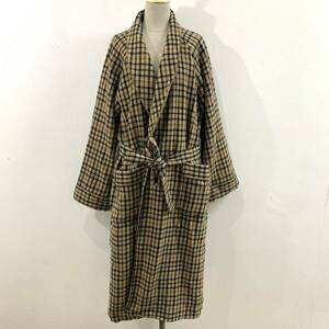 VINTAGE 70s DAKS LONDON ガウンコート ロングコート 1976年製 チェック柄 ラグランスリーブ ベルト 極上 ダックス【送料一律/同梱可能】A