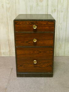 aa187* Showa Retro Vintage feeling. exist wooden. chest small drawer 3 step storage do lower Gold. handle /140