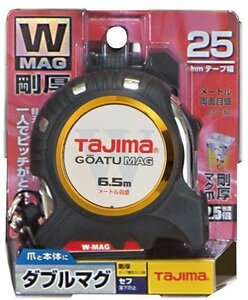 タジマ 剛厚 セフ Gロック ダブルマグ 25 6.5m 25mm幅 メートル目盛 GASFGLWM2565 メートル 目盛 JIS1級 両面目盛 イエローテープ