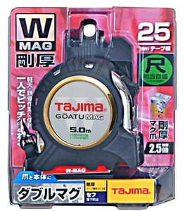 タジマ 剛厚 セフG ロック ダブルマグ 25 5.0m 25mm幅 尺相当目盛付 GASFGLWM2550S 剛厚爪マグ力 ネオジ磁石 磁束密度260mT 尺相当 目盛